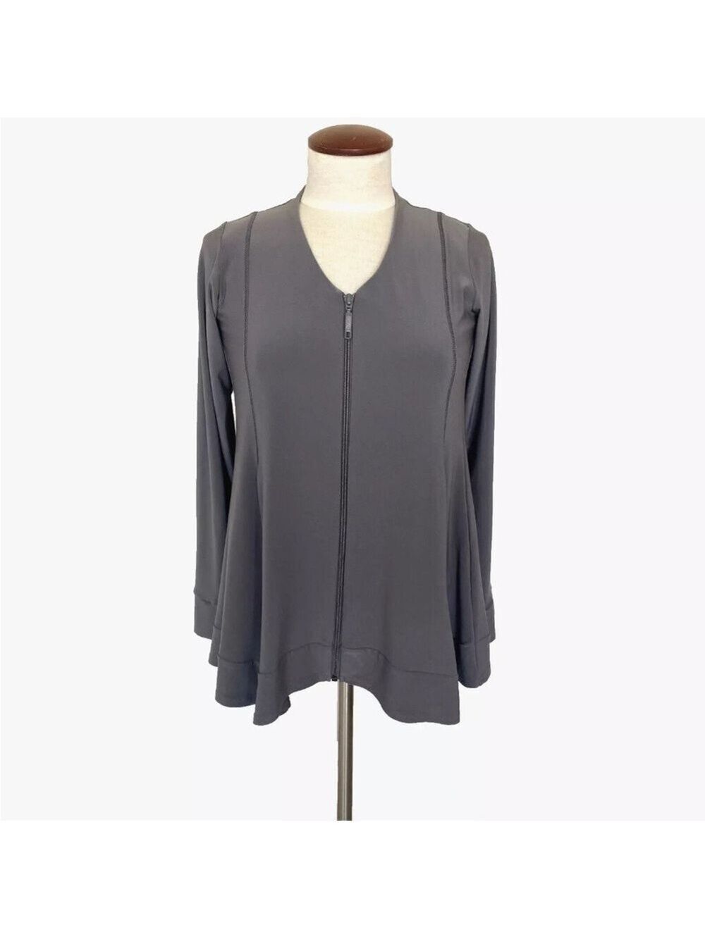 Sympli Grey Trapeze Full Zip Jacket Pockets Sz 6